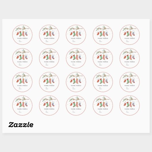 Hand Drawn Christmas Stockings Gift Label Sticker  (Vel)