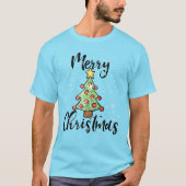 Hand Drawn Christmas Tree Festive Holiday Art T-shirt (Voorkant)