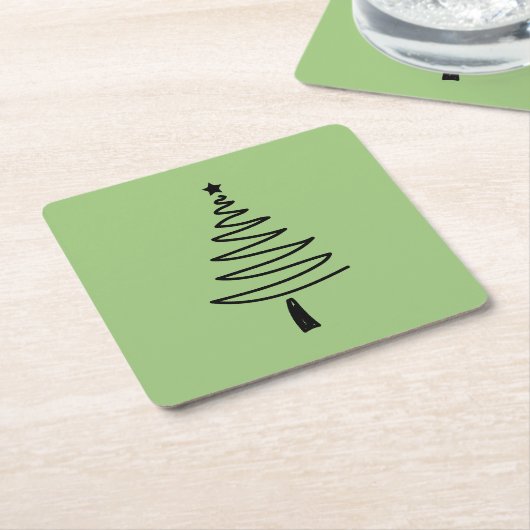 Hand Drawn christmas tree Kartonnen Onderzetters (Schuin)
