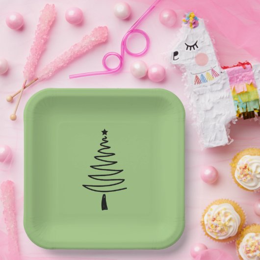 Hand Drawn christmas tree Papieren Bordje (Feest)