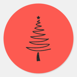 Hand Drawn christmas tree Ronde Sticker