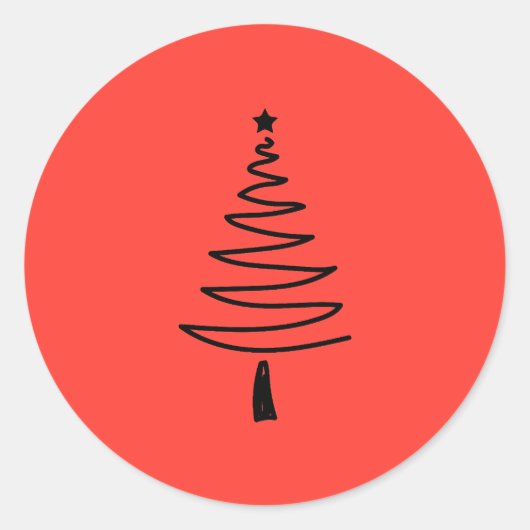 Hand Drawn christmas tree Ronde Sticker (Voorkant)