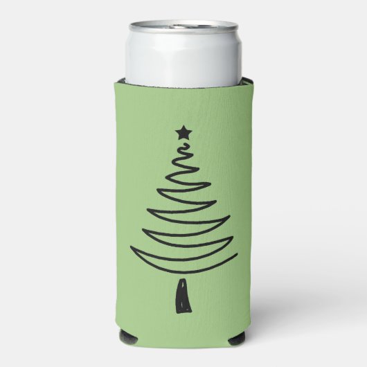 Hand Drawn christmas tree Seltzer Blikjeskoeler (Seltzer Voorkant)