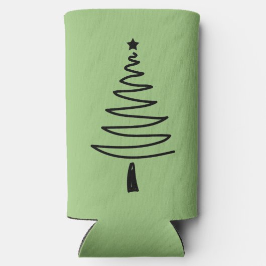 Hand Drawn christmas tree Seltzer Blikjeskoeler (Achterkant)