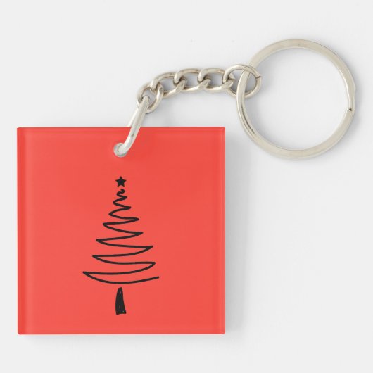 Hand Drawn christmas tree Sleutelhanger (Achterkant)