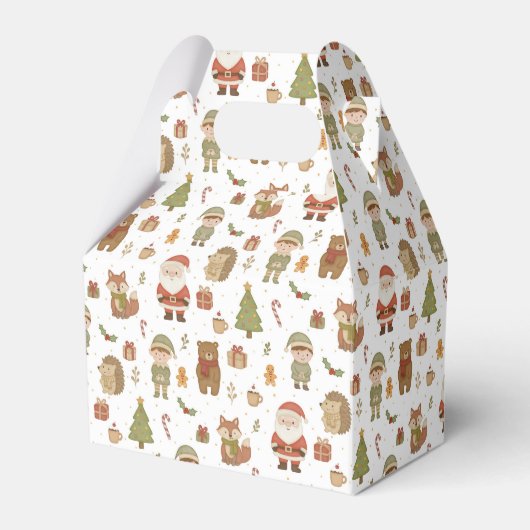 Hand Drawn Christmas Woodland Favor Boxes Bedankdoosjes (Voorkant Zijde)