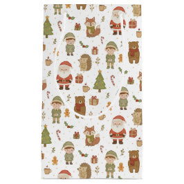 Hand Drawn Christmas Woodland Gift Bag Klein Cadeauzakje