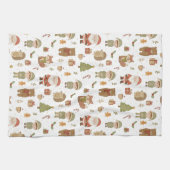 Hand Drawn Christmas Woodland Kitchen Towel Theedoek (Horizontaal)