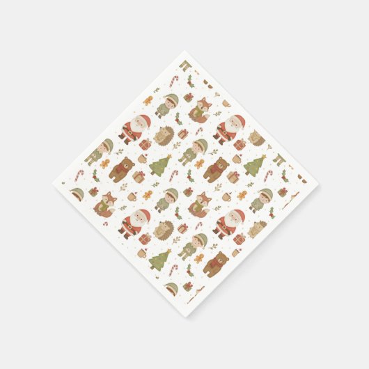 Hand Drawn Christmas Woodland Napkins Servet (Hoek)