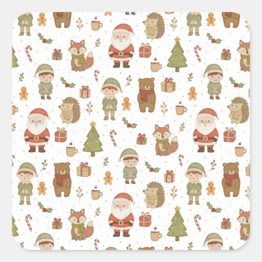 Hand Drawn Christmas Woodland Sticker (Voorkant)