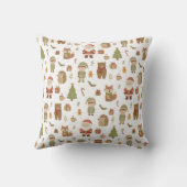 Hand Drawn Christmas Woodland Throw Pillow Kussen (Achterkant)