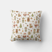 Hand Drawn Christmas Woodland Throw Pillow Kussen (Voorkant)