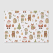 Hand Drawn Christmas Woodland Tissue Paper Tissuepapier (Voorkant)
