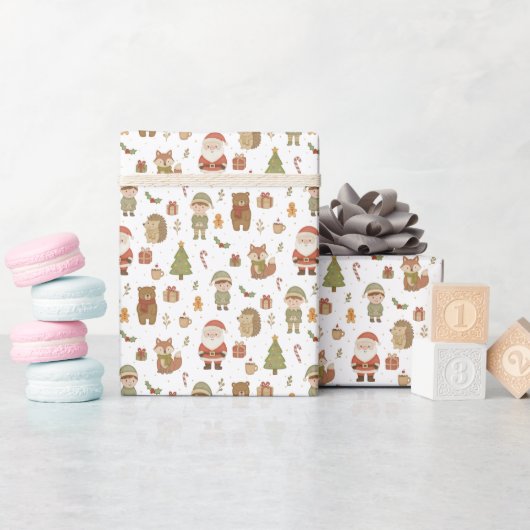 Hand Drawn Christmas Woodland Wrapping Paper Roll Cadeaupapier (Baby Shower)