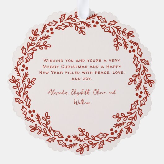 Hand Drawn Christmas Wreath Photo Ornament Kaart (Achterkant)