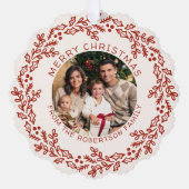 Hand Drawn Christmas Wreath Photo Ornament Kaart (Voorkant)