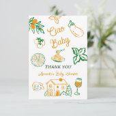 Hand Drawn Ciao Italian Pizza & Pasta Baby Shower Bedankkaart (Staand voorkant)
