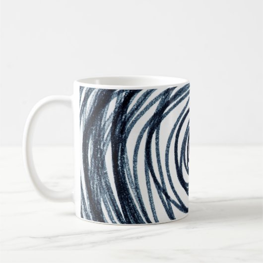 Hand-drawn circles spiral pattern with abstract do koffiemok (Links)