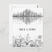 Hand Drawn City Line Art Skyline | Monochrome Briefkaart (Voorkant / Achterkant)