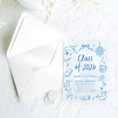 Hand Drawn Class of 2026 Blue Graduation Party Acryl Uitnodigingen