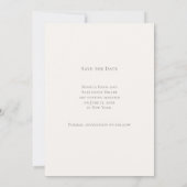 Hand drawn coastal beach ivory taupe sand wedding save the date (Achterkant)