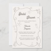 Hand drawn coastal ivory taupe sand Bridal Shower Kaart (Voorkant)