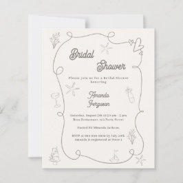 Hand drawn coastal sand Bridal Shower invitation