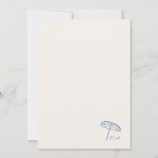 Hand Drawn Coastal Whimsical Doodle Beach Wedding Kaart (Achterkant)