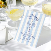 Hand Drawn Cocktail Hello Three-Oh! Striped 30th Kaart