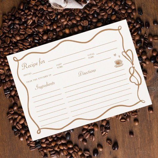 Hand Drawn Coffee Bridal Shower Recipe Card Kaart