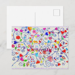 Hand Drawn Colorful Floral Swirl Pattern Briefkaart