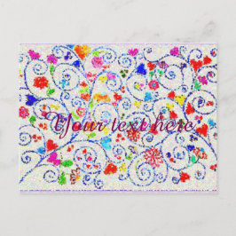 Hand Drawn Colorful Floral Swirl Pattern Uitnodiging Briefkaart