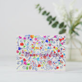Hand Drawn Colorful Floral Swirl Pattern Uitnodiging Briefkaart (Staand voorkant)