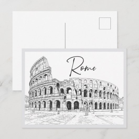 Hand drawn Colosseum Rome Italy Landmark Briefkaart (Voorkant / Achterkant)