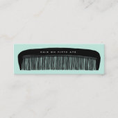 Hand-drawn Comb Aqua & Black Hair Stylist   Mini Visitekaartje (Voorkant)