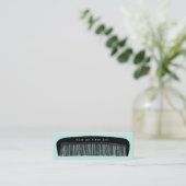 Hand-drawn Comb Aqua & Black Hair Stylist   Mini Visitekaartje (Staand voorkant)
