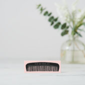 Hand-drawn Comb Pink & Black Hair Stylist   Mini Visitekaartje (Staand voorkant)