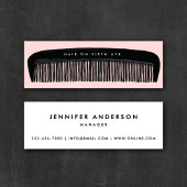 Hand-drawn Comb Pink & Black Hair Stylist   Mini Visitekaartje