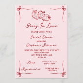 Hand Drawn Coquette Berry In Love Bridal Shower Kaart (Voorkant)