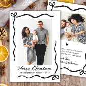 Hand Drawn Coquette Bow 2 Photo Merry Christmas  Feestdagenkaart