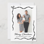 Hand Drawn Coquette Bow 2 Photo Merry Christmas  Feestdagenkaart (Voorkant)