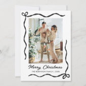 Hand Drawn Coquette Bow 2 Photo Merry Christmas  Feestdagenkaart (Voorkant)