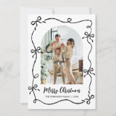 Hand Drawn Coquette Bow Arch Photo Merry Christmas Feestdagenkaart (Voorkant)