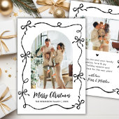 Hand Drawn Coquette Bow Arch Photo Merry Christmas Feestdagenkaart