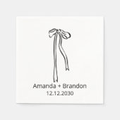 Hand Drawn Coquette Bow Wedding Servet (Voorkant)