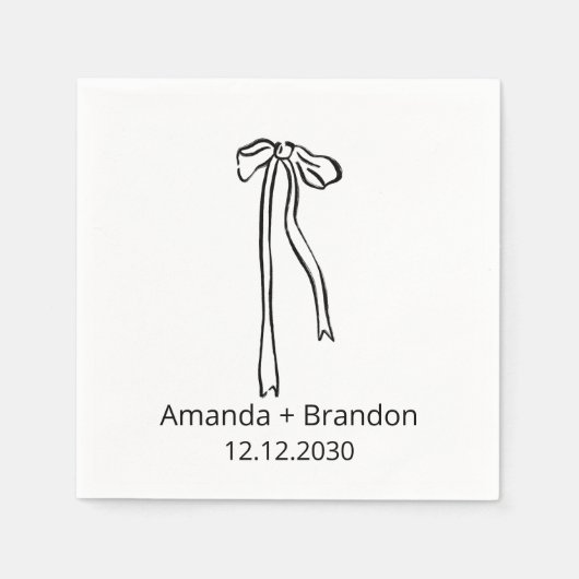 Hand Drawn Coquette Bow Wedding Servet (Voorkant)