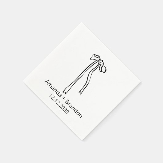 Hand Drawn Coquette Bow Wedding Servet (Hoek)