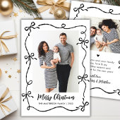 Hand Drawn Coquette Bows 2 Photo Merry Christmas Feestdagenkaart