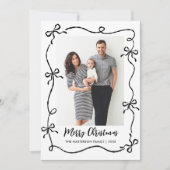 Hand Drawn Coquette Bows 2 Photo Merry Christmas Feestdagenkaart (Voorkant)