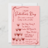 Hand Drawn Coquette Champagne Tower Galentine Kaart (Voorkant)